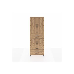 Arges Dolap 4 Raflı 5 Çekmeceli 4 Kapaklı 88x30x243 Çam-çam