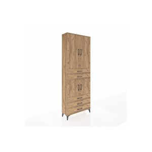 Arges Dolap 4 Raflı 5 Çekmeceli 4 Kapaklı 88x30x243 Çam-çam