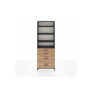 Arges Dolap 4 Raflı 4 Çekmeceli 88x30x243 Antrasit-çam