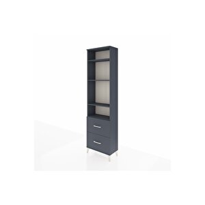 Arges Dolap 4 Raflı 2 Çekmeceli 60x30x221 Antrasit-antrasit