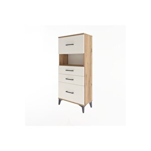 Arges Dolap Tek Raflı 4 Çekmeceli 60x30x134 Çam-aytaşı