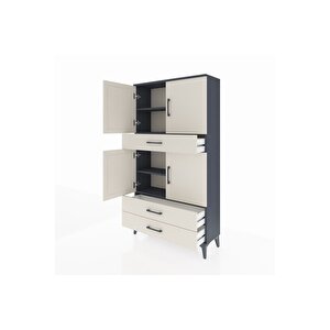 Arges Dolap 4 Raflı 3 Çekmeceli 4 Kapaklı 88x30x163 Antrasit-aytaşı