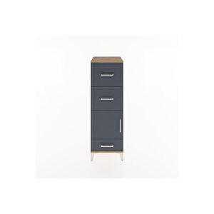Hyperion Dolap Tek Raflı 3 Çekmeceli Tek Kapaklı 44x44x134 Çam-antrasit