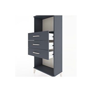 Hyperion Dolap Tek Raflı 3 Çekmeceli 60x44x134 Antrasit-antrasit