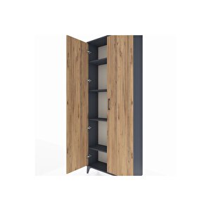 Arges Dolap 4 Raflı 2 Kapaklı 88x30x221 Antrasit-çam