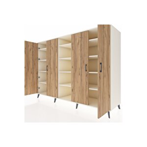 Kronos Dolap 12 Raflı 4 Kapaklı 220x59x163 Aytaşı-çam/aytaşı