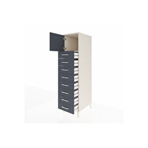 Kronos Dolap Tek Raflı 8 Çekmeceli Tek Kapaklı 44x59x182 Aytaşı-antrasit