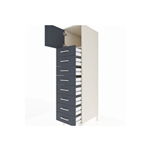 Kronos Dolap Tek Raflı 8 Çekmeceli Tek Kapaklı 44x59x182 Aytaşı-antrasit