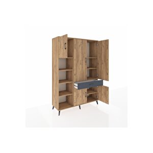 Hyperion Dolap 8 Raflı Tek Çekmeceli 5 Kapaklı 132x44x195 Çam-çam/antrasit