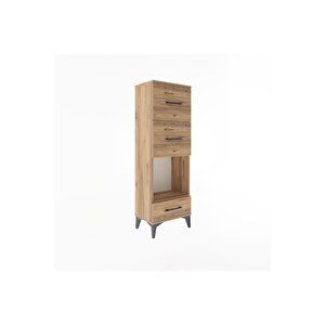 Arges Dolap Tek Raflı 3 Çekmeceli 44x30x134 Çam-çam