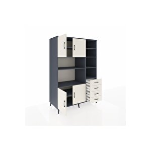 Kronos Dolap 9 Raflı 4 Çekmeceli 4 Kapaklı 132x59x195 Antrasit-aytaşı/aytaşı