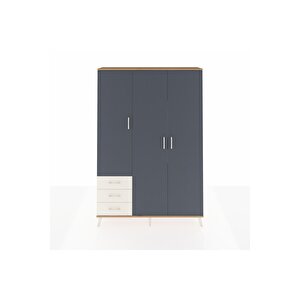 Arges Dolap 6 Raflı 3 Çekmeceli Tek Askılı 132x30x195 Çam-antrasit/aytaşı