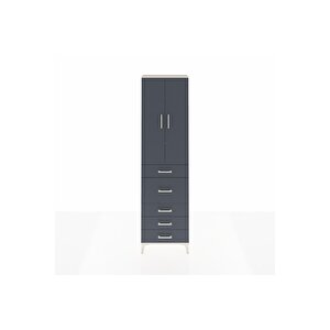 Arges Dolap 3 Raflı 5 Çekmeceli 2 Kapaklı 60x30x221 Aytaşı-antrasit