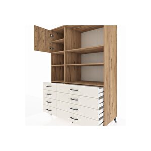 Kronos Dolap 7 Raflı 8 Çekmeceli Tek Kapaklı  132x59x195 Çam-çam/aytaşı