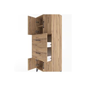 Hyperion Dolap 2 Raflı 2 Çekmeceli 4 Kapaklı 60x44x163 Çam-çam