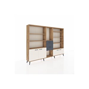 Arges Dolap 10 Raflı 2 Çekmeceli 4 Kapaklı 220x30x163 Çam-aytaşı/antrasit