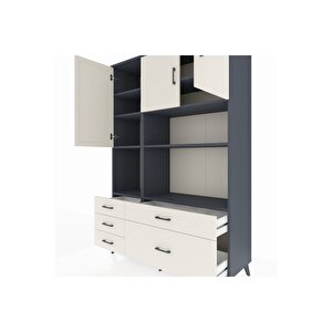 Hyperion Gardrop 8 Raflı 5 Çekmeceli 3 Kapaklı 132x44x195 Antrasit-aytaşı