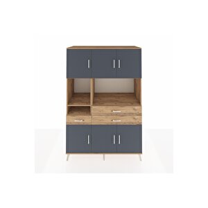 Kronos Dolap 9 Raflı 3 Çekmeceli 6 Kapaklı 132x59x195 Çam-antrasit/çam