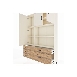 Arges Dolap 7 Raflı 5 Çekmeceli 3 Kapaklı 132x30x195 Aytaşı-aytaşı/çam