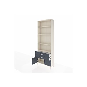 Arges Dolap 4 Raflı 2 Çekmeceli 2 Kapaklı 88x30x243 Aytaşı-antrasit