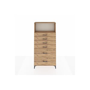 Arges Dolap Tek Raflı 6 Çekmeceli 88x30x182 Çam-çam