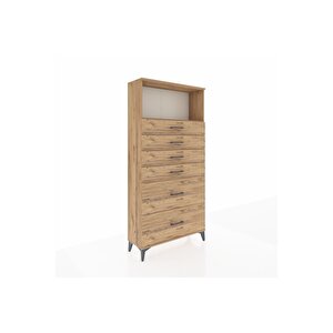 Arges Dolap Tek Raflı 6 Çekmeceli 88x30x182 Çam-çam