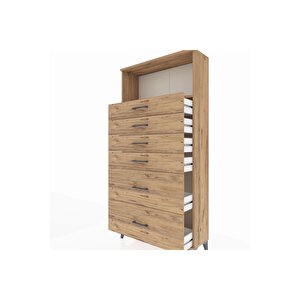 Arges Dolap Tek Raflı 6 Çekmeceli 88x30x182 Çam-çam