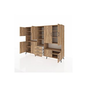 Hyperion Dolap 13 Raflı 3 Çekmeceli 9 Kapaklı 220x44x163 Çam-çam