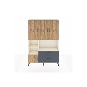 Arges Dolap 7 Raflı 2 Çekmeceli 5 Kapaklı 132x30x195 Aytaşı-çam/antrasit