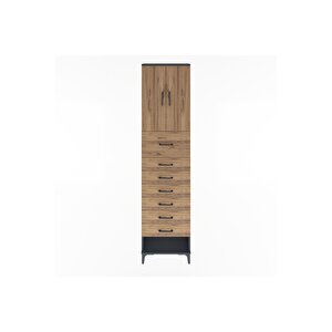 Arges Dolap 2 Raflı 7 Çekmeceli 2 Kapaklı 60x30x243 Antrasit-çam