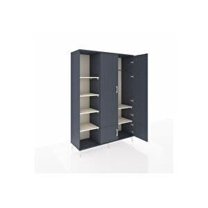 Hyperion Dolap 6 Raflı 4 Kapaklı Tek Askılı 132x44x195 Antrasit-antrasit/aytaşı