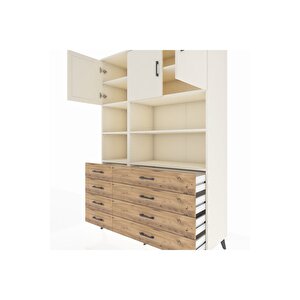 Hyperion Dolap 8 Raflı 8 Çekmeceli 3 Kapaklı 132x44x195 Aytaşı-aytaşı/çam