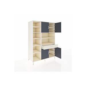 Kronos Dolap 10 Raflı Tek Çekmeceli 4 Kapaklı 132x59x195 Aytaşı-antrasit/aytaşı