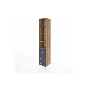 Hyperion Dolap 4 Raflı 3 Çekmeceli 44x44x243 Çam-antrasit