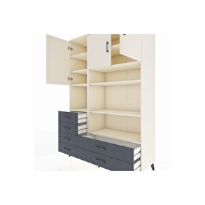 Hyperion Dolap 9 Raflı 6 Çekmeceli 3 Kapaklı 132x44x195 Aytaşı-aytaşı/antrasit