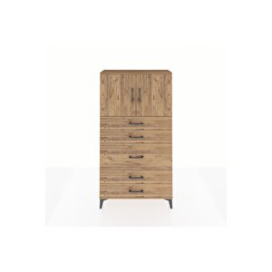 Arges Dolap 2 Raflı 5 Çekmeceli 2 Kapaklı 88x30x163 Çam-çam