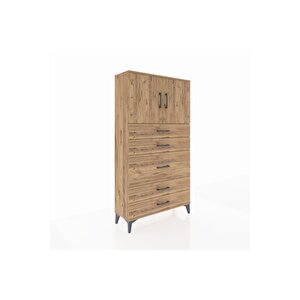 Arges Dolap 2 Raflı 5 Çekmeceli 2 Kapaklı 88x30x163 Çam-çam