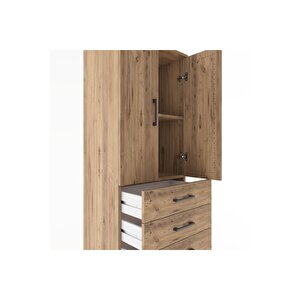 Hyperion Dolap 2 Raflı 4 Çekmeceli 2 Kapaklı 60x44x182 Çam-çam