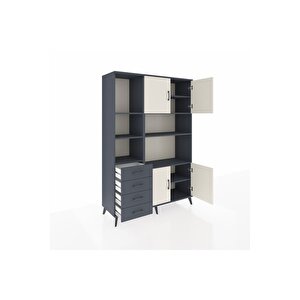 Hyperion Dolap 8 Raflı 4 Çekmeceli 4 Kapaklı 132x44x195 Antrasit-aytaşı/antrasit