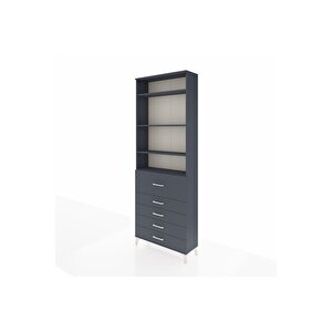 Arges Dolap 4 Raflı 5 Çekmeceli 88x30x243 Antrasit-antrasit
