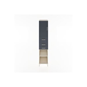 Hyperion Dolap 3 Raflı 3 Çekmeceli Tek Kapaklı 44x44x221 Aytaşı-antrasit