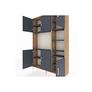 Arges Gardrop 10 Raflı 6 Kapaklı 132x30x195 Çam-antrasit