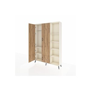 Arges Dolap 6 Raflı 4 Kapaklı Tek Askılı 132x30x195 Aytaşı-çam/aytaşı