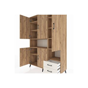 Hyperion Dolap 10 Raflı 2 Çekmeceli 5 Kapaklı 132x44x195 Çam-çam/aytaşı