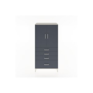 Hyperion Dolap 2 Raflı 4 Çekmeceli 2 Kapaklı 88x44x182 Aytaşı-antrasit