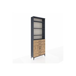 Arges Dolap 5 Raflı 4 Çekmeceli 2 Kapaklı 88x30x243 Antrasit-çam