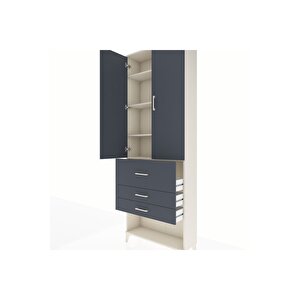 Arges Dolap 4 Raflı 3 Çekmeceli 2 Kapaklı 88x30x243 Aytaşı-antrasit