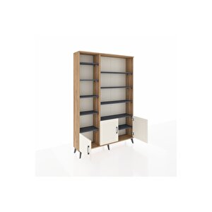 Arges Dolap 10 Raflı 3 Kapaklı 132x30x195 Çam-aytaşı/antrasit