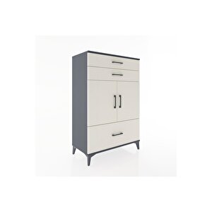 Hyperion Dolap 2 Raflı 3 Çekmeceli 2 Kapaklı 88x44x134 Antrasit-aytaşı