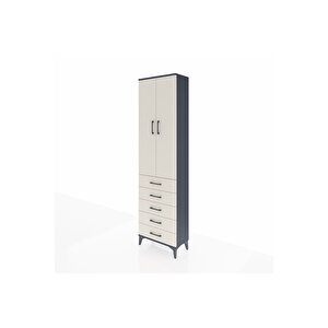 Arges Dolap 3 Raflı 5 Çekmeceli 2 Kapaklı 60x30x221 Antrasit-aytaşı